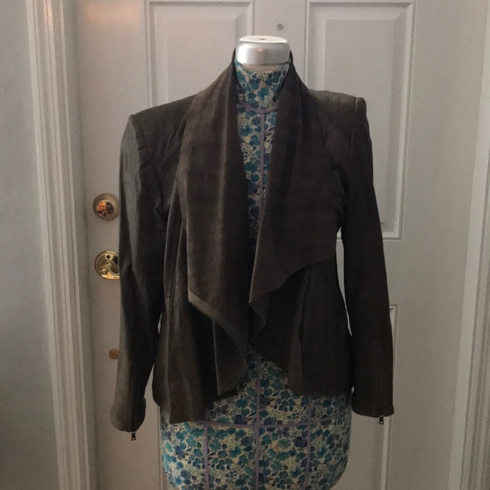 Leather bomber jacket Large khaki brown